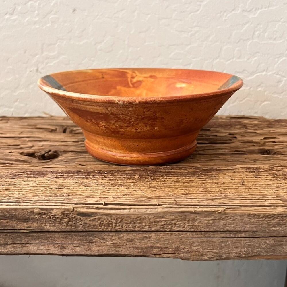 Art Studio Pottery Bowl Warm Tones Single Stripe MCM 6.75" - Picture 7 of 16